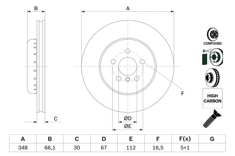 Féktárcsa - BOSCH (0986479F57)