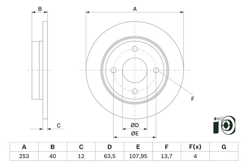 Féktárcsa - BOSCH (0986479F63)
