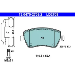 Fékbetétkészlet, Tárcsafék - ATE (13.0470-2709.2)