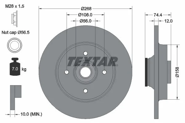 Féktárcsa - TEXTAR (92168703)