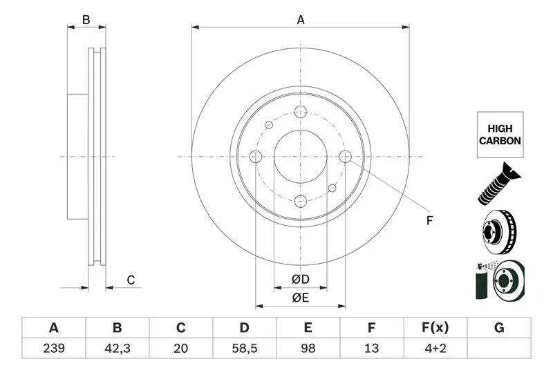 Féktárcsa - BOSCH (0986479E34)