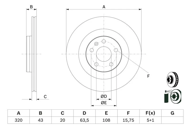 Féktárcsa - BOSCH (0986479E87)