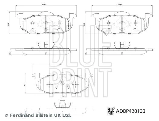 Fékbetétkészlet, Tárcsafék - BLUE PRINT (ADBP420133)