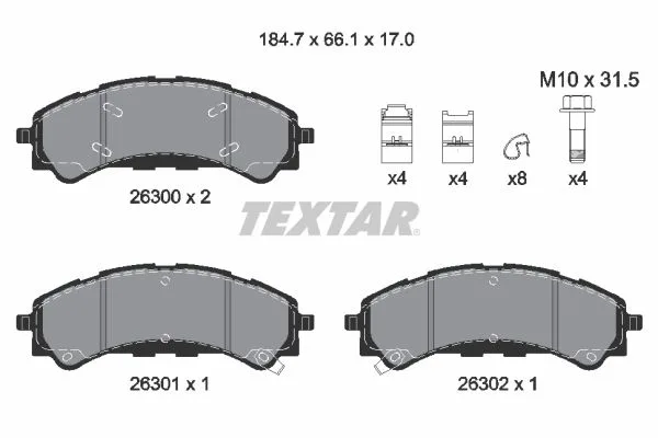 Klocki Ham. Ford P. Ranger 2,3 18- - TEXTAR (2630001)