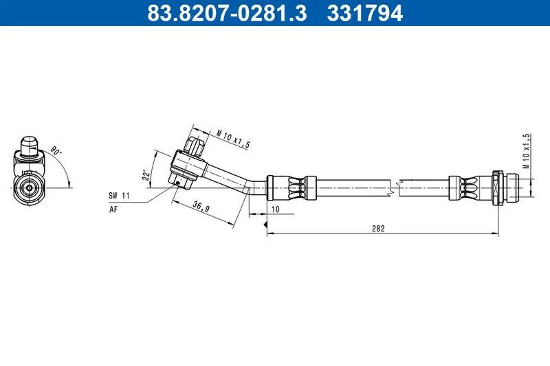 Przewód Ham. Elast. Ford T. Mustang Mach-E Ev 20- Le/Pr - ATE (83.8207-0281.3)