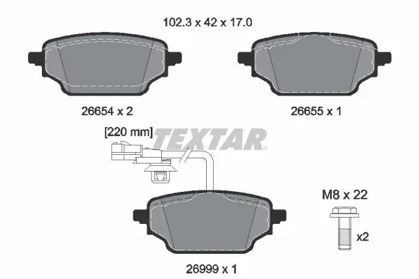 Klocki Ham. Db T. Citan/W420 1,3/1,5 Dci 21- - TEXTAR (2665402)