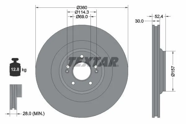 Tarcza Ham. Hyundai P. Kona/I30 2,0 17- - TEXTAR (92346905)