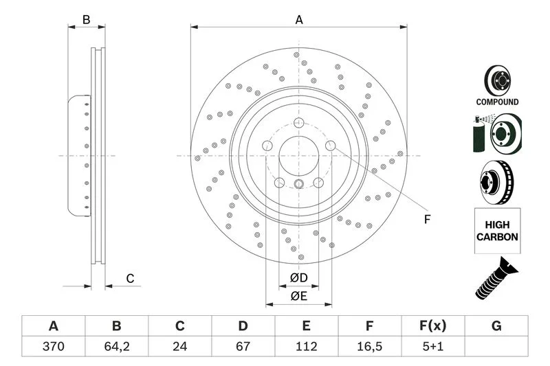 Féktárcsa - BOSCH (0986479G13)