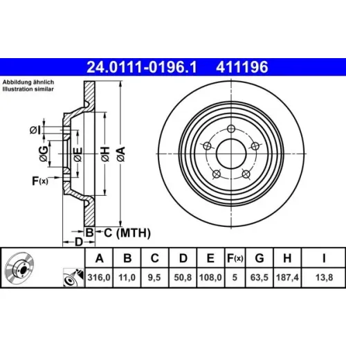 Tarcza Ham. Ford T. Kuga 1,5-2,5 12-19 - ATE (24.0111-0196.1)