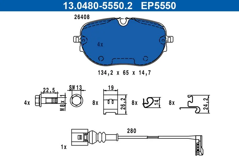 Klocki Ham. Vw P. Id.3 19- - ATE (13.0480-5550.2)