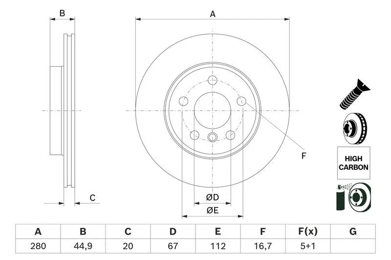 Tarcza Ham. Bmw P. I3 Electric 13- - BOSCH (0986479H70)