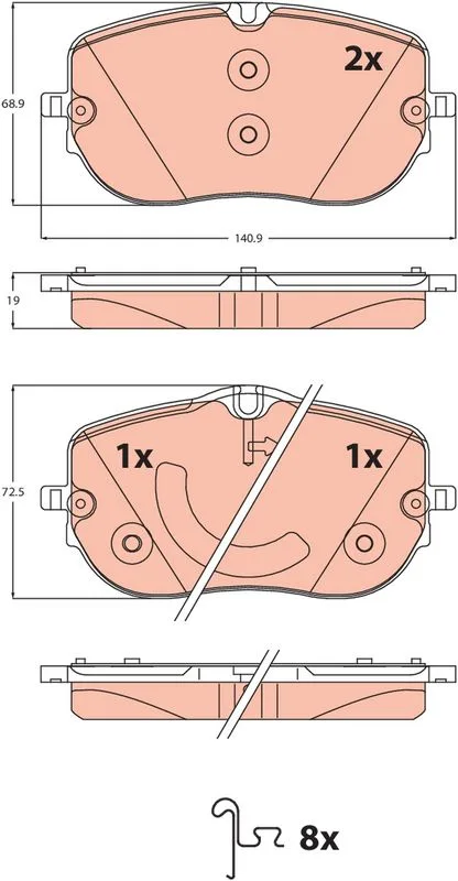 Klocki Ham. Db P. W206/S206 2,0 23- - TRW (GDB2549)