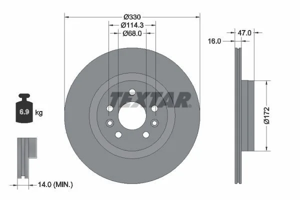 Tarcza Ham. Renault T. Austral/Espace/Rafale 1,2 Hybrid 22- - TEXTAR (92351803)