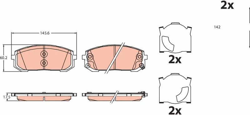 Klocki Ham. Hyundai P. Sonata 2,0-2,5 20- - TRW (GDB2492)