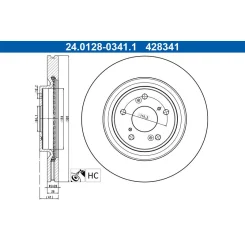 Tarcza Ham. Honda P. Cr-V 1,5-2,4 17- - ATE (24.0128-0341.1)