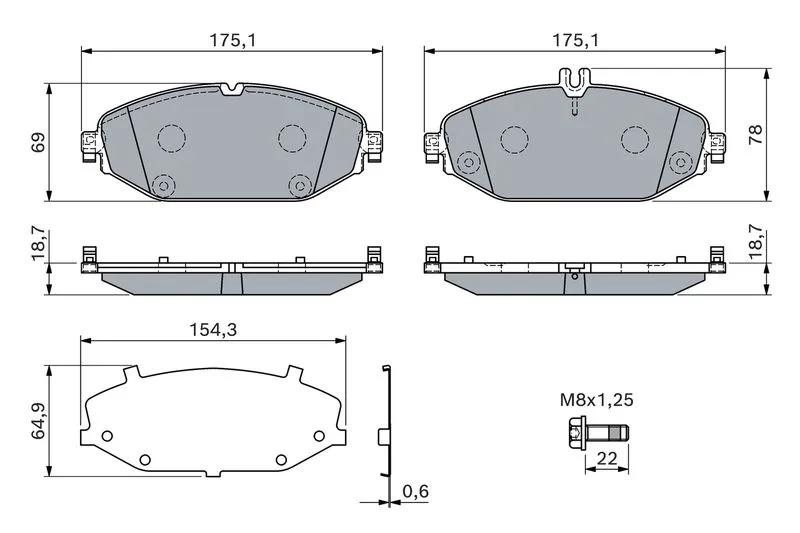 Klocki Ham. Db P. W205/W213/C238 1,6-2,2 14- - BOSCH (0986460129)