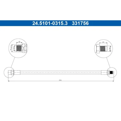 Przewód Ham. Elast. Bmw T. 5 2,0-5,0 04-10 Kombi Le/Pr - ATE (24.5101-0315.3)