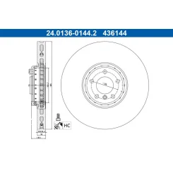Tarcza Ham. Bmw P. X5/X6 10- Pr - ATE (24.0136-0144.2)
