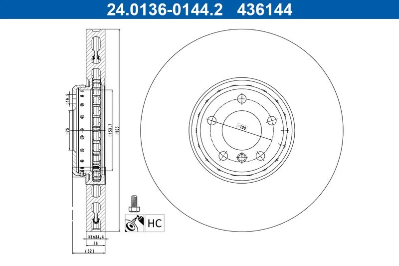 Tarcza Ham. Bmw P. X5/X6 10- Pr - ATE (24.0136-0144.2)