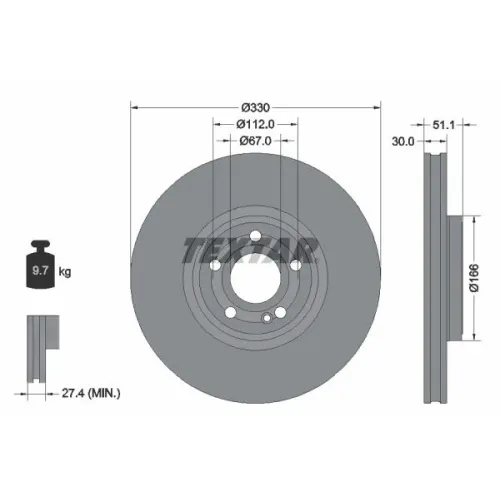 Tarcza Ham. Db P. C118/X118/H243/H247/X247/W177/W247 1,3-2,0 18- - TEXTAR (92323305)