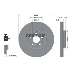 Tarcza Ham. Db P. C118/X118/H243/H247/X247/W177/W247 1,3-2,0 18- - TEXTAR (92323305)