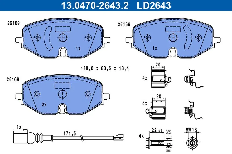 Klocki Ham. Vw P. Caddy/Golf 1,0-2,0 19- Ceramic - ATE (13.0470-2643.2)