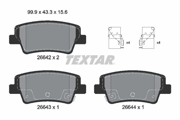 Klocki Ham. Hyundai T. Elantra/I20 1,6 20- - TEXTAR (2664201)
