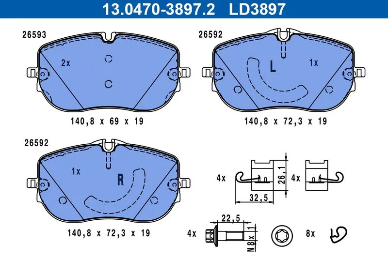 Klocki Ham. Db P. W206/S206 1,5-2,0 21- Ceramic - ATE (13.0470-3897.2)