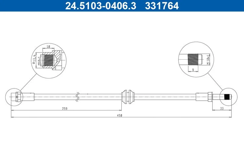 Przewód Ham. Elast. Bmw P. 3/Z4 1,6-3,0 97-08 Le/Pr - ATE (24.5103-0406.3)