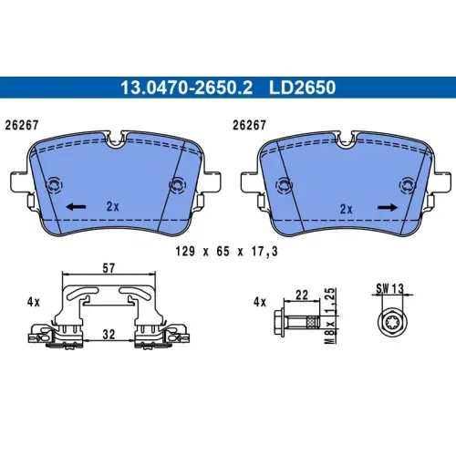 Klocki Ham. Vw T. Touareg 2,0-3,0/3,0-4,0 Tdi 4Motion 19- Ceramic - ATE (13.0470-2650.2)