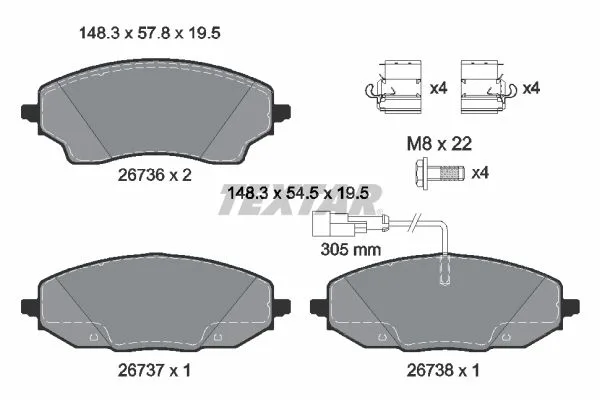 Klocki Ham. Fiat T. Ducato 2,2 D 21- - TEXTAR (2673601)
