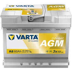 Akumulator 12V 60Ah/680A L-  242X175X190 Dynamic Agm - VARTA (560901068K262)