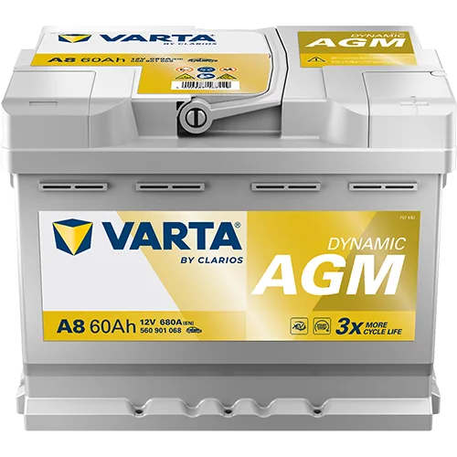 Akumulator 12V 60Ah/680A L-  242X175X190 Dynamic Agm - VARTA (560901068K262)