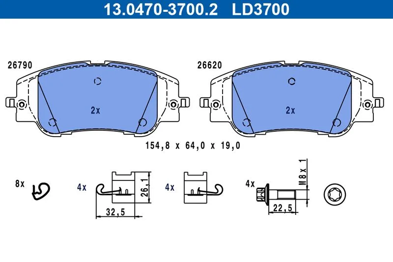 Klocki Ham. Opel P. Corsa 1,2-1,5/E 19- Ceramic - ATE (13.0470-3700.2)