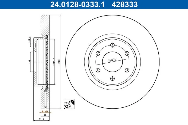 Tarcza Ham. Renault P. Alaskan 2,3 Dci 4X4 17- - ATE (24.0128-0333.1)