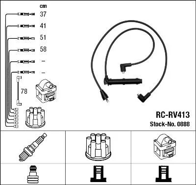 Gyújtókábel Készlet - NGK (RC-RV413)