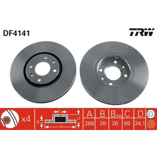 Féktárcsa - TRW (DF4141)