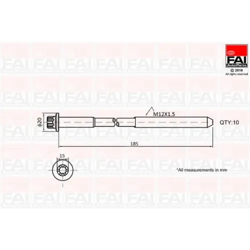 Hengerfejcsavar Készlet - FAI AutoParts (B2129)