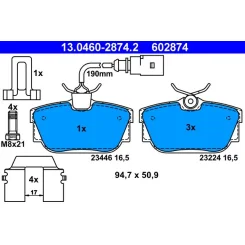 Fékbetét Készlet, Tárcsafék - ATE (13.0460-2874.2)