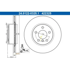 Tarcza Ham. Bmw P. 3 2,0 19- - ATE (24.0122-0325.1)