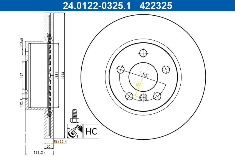 Tarcza Ham. Bmw P. 3 2,0 19- - ATE (24.0122-0325.1)