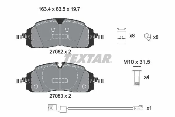 Klocki Ham. Vw P. T7 2,0 Tdi/2,5 24-/Ford Transit Custom 23- - TEXTAR (2708201)