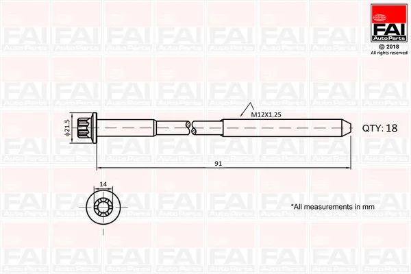 Hengerfejcsavar Készlet - FAI AutoParts (B2101)