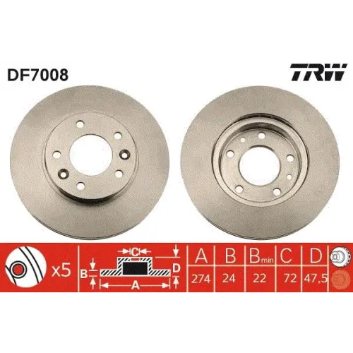 Féktárcsa - TRW (DF7008)