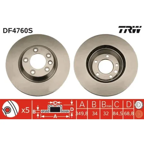 Féktárcsa - TRW (DF4760S)