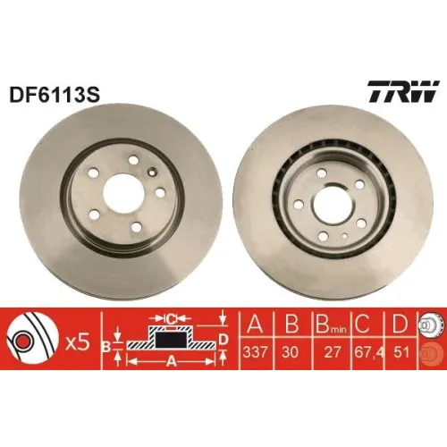 Féktárcsa - TRW (DF6113S)