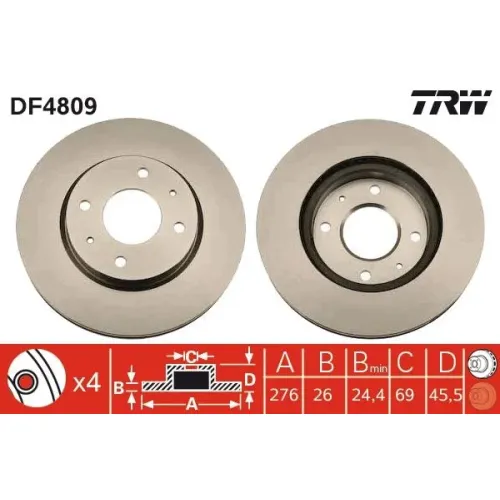 Féktárcsa - TRW (DF4809)