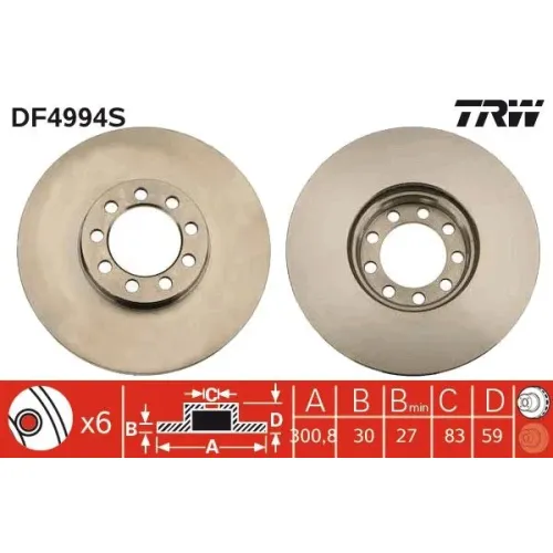 Féktárcsa - TRW (DF4994S)
