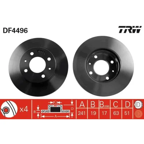 Féktárcsa - TRW (DF4496)