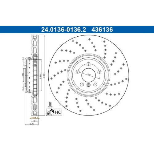 Tarcza Ham. Bmw P. X5/X6 2,0-4,4 18- Pr - ATE (24.0136-0136.2)